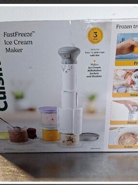 Cuisinart White Ice Cream Maker with Purple Lid Accent